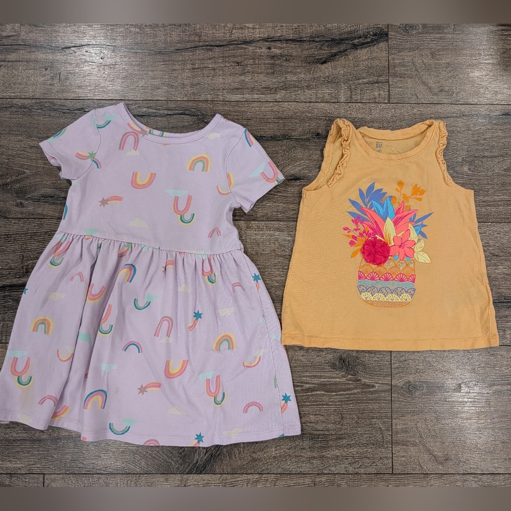 Gap 4T Tank Top Dress Shirt Bundle Summer Spring Toddler Girl Cat & Jack
